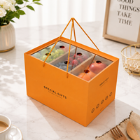 Boîte d'emballage de fruits portable personnalisée avec couvercle transparent et revêtement de séparation, boîte cadeau en papier ondulé pour fruits frais