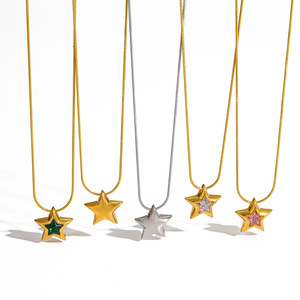 Cadena de Clavícula <span class=keywords><strong>Dina</strong></span> Luxury <span class=keywords><strong>Star</strong></span> con Circonitas, Elegante, Chapada en Oro de 18K, Acero Inoxidable Antidesvanecimiento, Joyería para Mujer - Product Image 4