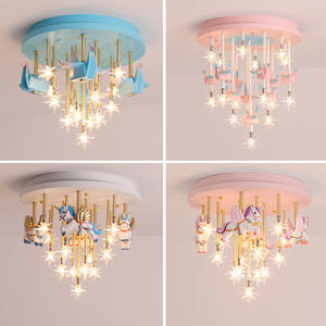 Moderno <span class=keywords><strong>Lampadario</strong></span> a Giostra Stile Cartone Animato per <span class=keywords><strong>Cameretta</strong></span> di Bambino e <span class=keywords><strong>Bambina</strong></span>, Illuminazione da Principessa, Plafoniera a LED per Camera da Letto - Product Image 3