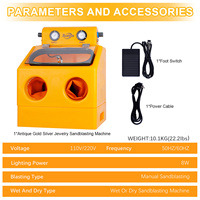Machine de sablage pour bijoux 110V/220V double usage, avec baromètre, pour polissage à sec et humide du verre et du métal givré