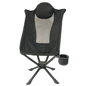 Chaise pliante pivotante à dossier haut pour le camping en plein air, en alliage d'aluminium, design moderne avec porte-gobelet en silicone et coussin pour la plage - Product Image 2