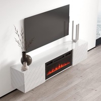Meuble TV design flottant moderne blanc mat avec façades mates pour salon et chambre à coucher