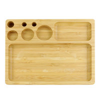 Boîte de rangement pour cigarettes en bois et bambou, gravée sur mesure, avec plateau pliable magnétique et cendrier intégré