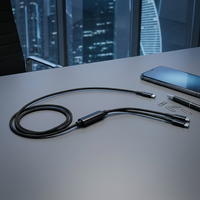 Câble de charge USB C 2 en 1 100W, charge rapide PD 5A pour deux appareils avec synchronisation des données, compatible avec MacBook, iPhone, tablette