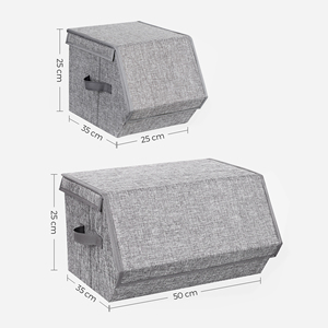 Boîtes de <span class=keywords><strong>rangement</strong></span> pliables rectangulaires avec couvercles, en tissu non tissé écologique, pour vêtements et jouets, empilables, multifonctionnelles, modernes - Product Image 4