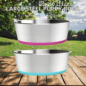 Extra Large Premium Stainless Steel Puppy <b>Bowl</b> Waterproof Non-Slip Rubber Base Customizable 1600ml Portable Eco-Friendly - Product Image 2