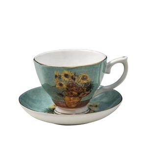 Van Gogh Oil Painting Sunflower 15pcs Vintage Coffee and <b>Tea</b> <b>Set</b> Classic Bone China Floral Cups Creamer Sugar <b>Tea</b> <b>Pot</b> <b>Set</b> - Product Image 6