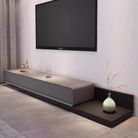 Console TV flottante minimaliste avec rangement caché Compartiments de rangement noirs élégants Console multimédia pour salon