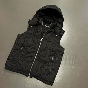 Puffer Vest High Quality Double Zipper <b>Jacket</b> Custom Warm Sleeveless Design Fashion Cut and Sew Down Puffer Men's Vest <b>Jacket</b> - Product Image 2