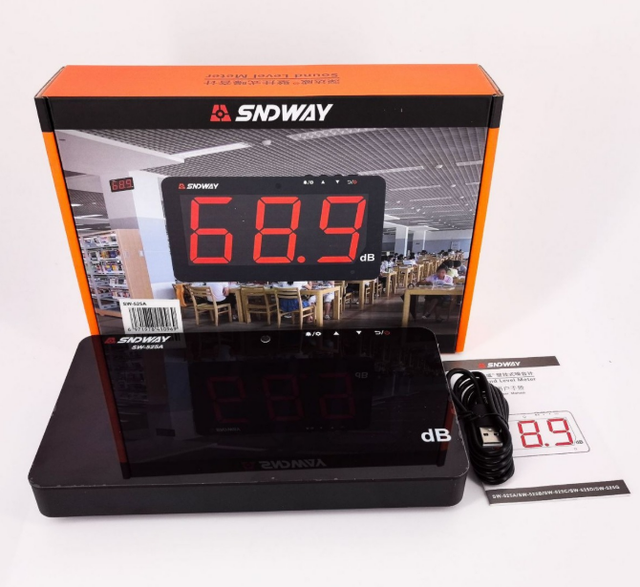 SNDWAY SW-525b Digital Hanging Type Sound Level Meter 30 to 130db Large LCD Decibel Noise Meter for Restaurant