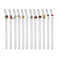Pailles à boire en verre écologiques pour décorations de Noël, logo personnalisé, couleur personnalisée, pailles en verre pour bar, cocktail, ensembles cadeaux