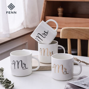 Superficie lucida di vendita calda <span class=keywords><strong>mr</strong></span> <span class=keywords><strong>mrs</strong></span> 350ml 12oz tazza tazza da caffè in ceramica per regalo di nozze - Product Image 1