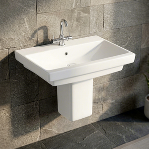 Cheap Price High Quality Fashionable Sanitary Ware Ceramic Bathroom Sink Two Piece Half Pedestal Basin - Product Image 1