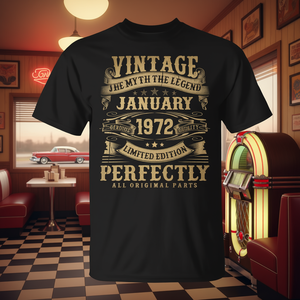 Camiseta para hombre del 19 de enero de 1972, para su 54 cumpleaños, edición limitada vintage, perfectamente envejecida, todas las piezas originales - Product Image 3