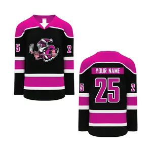 Nome personalizado Número Sportswear personalizado Pink Stripes Team Canadá Hockey Jersey jogando