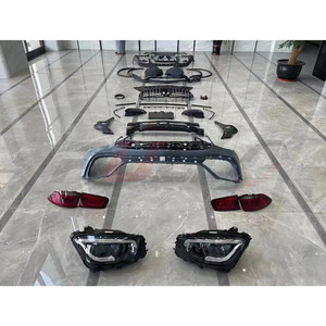 Kit carrosserie pour <span class=keywords><strong>Mercedes</strong></span> Benz GLC classe X253 16-19 mise à niveau à 21 GLC63 <span class=keywords><strong>AMG</strong></span> comprennent avant et pare-chocs arrière avec grille lampes - Product Image 1