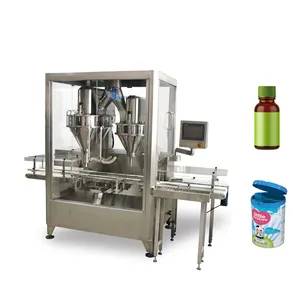 Double Heads Automatic Spices Powder Packing /Powder Bottle Filling Capping Line