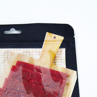 Pochette à fermeture éclair personnalisée noire mate avec fenêtre, trou de suspension, en plastique laminé refermable