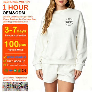 High Quality Custom Screen Print Active Wear Sweatshirt Women's 380Gsm Thick Soft Fleece Oversized <b>Crewneck</b> Sweatshirt - Product Image 1