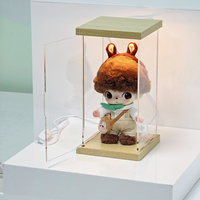 Vitrine d'Affichage de Vêtements Languo en Acrylique Transparent Moderne Personnalisable avec Lumière et Base en Bois
