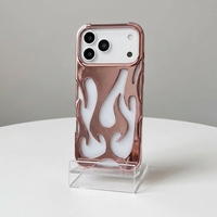 Coques de téléphone de luxe en TPU motif flamme argenté électroplaqué, avec refroidissement, pour iPhone 17, 16, 15 Pro Max, 17 Air et iPhone 18 Pro