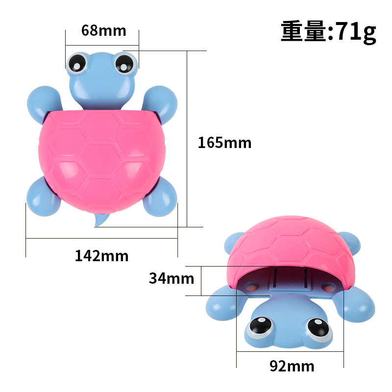 Organizador de cepillos de dientes de tortuga, estuche rosa, patitas azules.