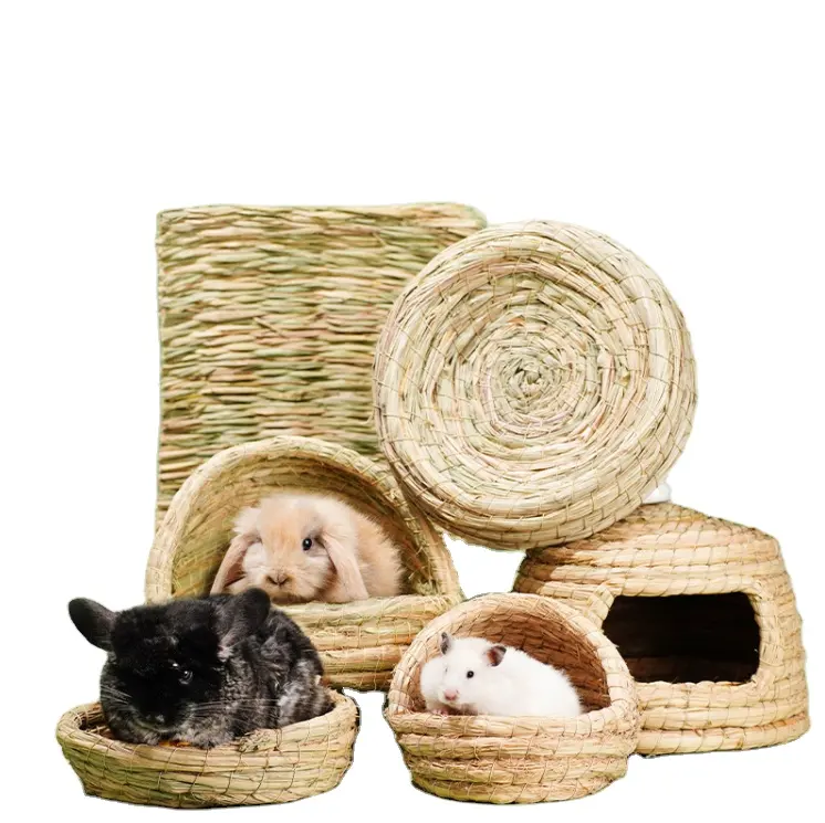 2022 Rabbit Woven Grass Nest Bunny Hay Mat Small Animal Chew Toy For Hamster Rabbit Guinea Pig Castle Habitat.