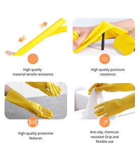 Guantes de Limpieza de Cocina de Látex de Caucho Natural Reutilizables e Impermeables de 40g y 30cm, Antideslizantes para Lavar Platos y Trabajos Domésticos - Product Image 5