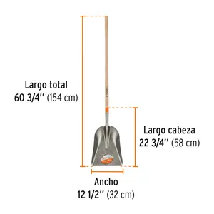 Pala para carbón BOX 3 Classic, mango largo de 49', TRUPER - Product Image 3