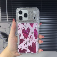 Coque de luxe 360 en gros pour iPhone 18 17 16 15 14 13 Pro, protection d'objectif en strass scintillant, coque colorée en PC et TPU avec feuille d'or