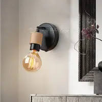 Europese Stijl Vintage Houten Wandlamp Bedlampje Industriële Decor Eetkamer Slaapkamer Knop Swotcj Licht
