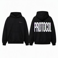 Sudadera con Capucha Oversize para Hombre al por Mayor, Estampado 3D Glitch Protocol, Holgada, Casual, Estilo Urbano, Soporte para Logotipo Personalizado