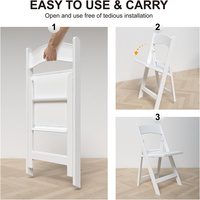Mobilier d'extérieur pour événements et fêtes de mariage, banquet, facile à nettoyer et à plier, coussin de siège amovible en PU, chaises pliantes blanches en résine plastique