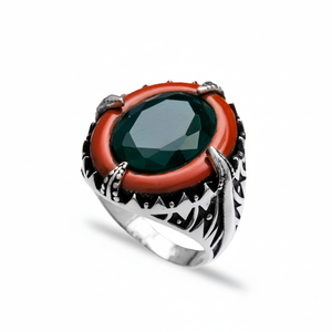 Emerald Gemstone Authentic <b>Men</b> <b>Ring</b> Wholesale Handmade 925 Sterling <b>Silver</b> Jewelry <b>Men's</b> <b>Silver</b> <b>Rings</b> - Product Image 2