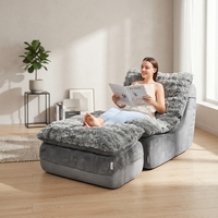 Plüsch-Fleece Sitzsack-Sessel mit hoher Elastizität und Memory-Schaum-Kissen für Erwachsene – Bequemes Lounge-Sofa