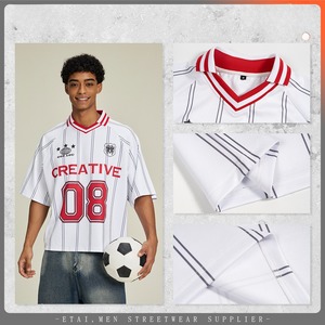 เสื้อเชิ้ตทรงบ็อกซี่แขนสั้นผ้าสแปนเด็กซ์/คอตตอนถักแบบสั่งทำพิเศษสำหรับผู้ชาย พิมพ์โลโก้ แห้งเร็ว มีกระเป๋า |   โรงงานขายตรงแบบสบายๆ - Product Image 4
