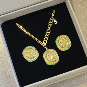 Ilona New Style Jewelry Set 14k <strong>Gold</strong> Plated Colorful Cubic Zirconia Wedding Cheap Necklace And Earring Sets