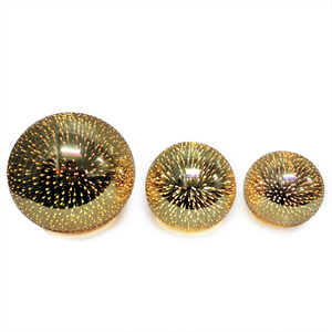 Assorted LED ornamentos 100 120 150 mm ouro vermelho 3D fogo de artifício vidro esferas luz tabletop decoração para o Natal