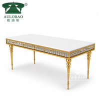 Meubles de réception de mariage haut de gamme professionnels, table à manger avec cadre fini or, ensemble de 4 chaises, style moderne