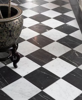 Motif damier en marbre noir et blanc de luxe 12 "x 12" pour carreaux de mur et de sol