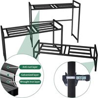 Support de plantes de jardin à 3 niveaux en métal avec revêtement en poudre, design moderne, support de plantes d'intérieur/extérieur avec design moderne