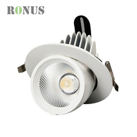 Showroom 30W Rotation Réglable COB Spot Scoop Aluminium Plafond Encastré LED Spot