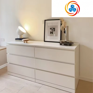 Commode rectangulaire en bois blanc avec 5+ tiroirs, coffre de rangement pour chambre à coucher, salon, organisation, durable, écologique, design moderne - Product Image 3