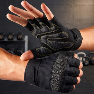 <b>Half</b> Finger Gym Gloves Mesh Breathable Non <b>Slip</b> Adjustable Wrist Strap for Weight Lifting Fitness Unisex - Product Image 1