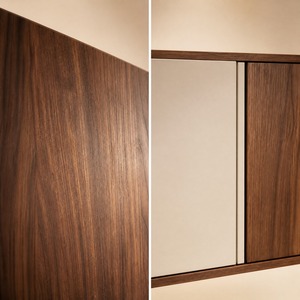 Mobile TV in Legno di Noce, <span class=keywords><strong>Moderno</strong></span> e Minimalista, con Ante a Doghe Senza Maniglie, Console Multimediale con Cassetti, Unità TV da <span class=keywords><strong>Parete</strong></span> per <span class=keywords><strong>Soggiorno</strong></span> - Product Image 5