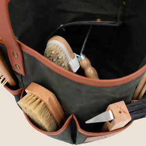 Sac de rangement pour brosse de toilettage de cheval en toile personnalisée, robuste, portable, design pliable, taille personnalisée pour le nettoyage équestre - Product Image 5