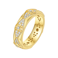Trendiger Unisex Vintage Sunburst Breiter Ring mit Zirkonia-Besatz Stern-Motiv Fingerring Schmuckstück Geburtstags-Jubiläumsgeschenk Silberbeschichtete Legierung
