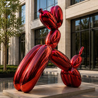 Sculpture de chien ballon en acier inoxydable, artisanat métallique, finition miroir bleue, art animalier moderne personnalisé pour la décoration de jardins, hôtels et places publiques
