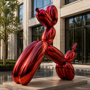Sculpture de chien <span class=keywords><strong>ballon</strong></span> en acier inoxydable, artisanat métallique, finition miroir bleue, art animalier moderne personnalisé pour la décoration de jardins, hôtels et places publiques - Product Image 5