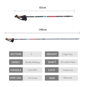 <span class=keywords><strong>Canne</strong></span> <span class=keywords><strong>de</strong></span> randonnée télescopique rétractable en Fiber <span class=keywords><strong>de</strong></span> carbone 3K avec poignée en liège à 2 sections <span class=keywords><strong>canne</strong></span> <span class=keywords><strong>de</strong></span> <span class=keywords><strong>marche</strong></span> nordique - Product Image 2